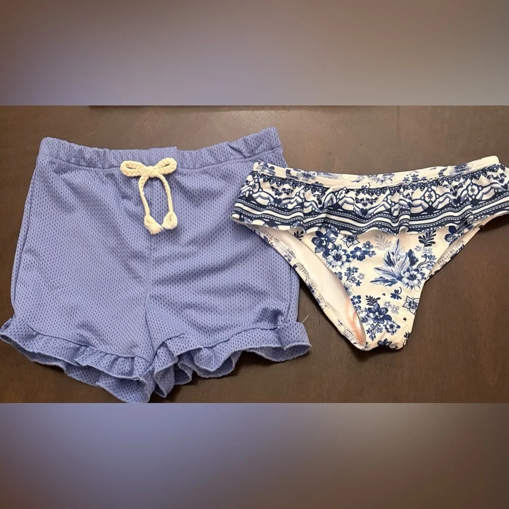 Tahari Girl Blue Swim Shorts and Bikini